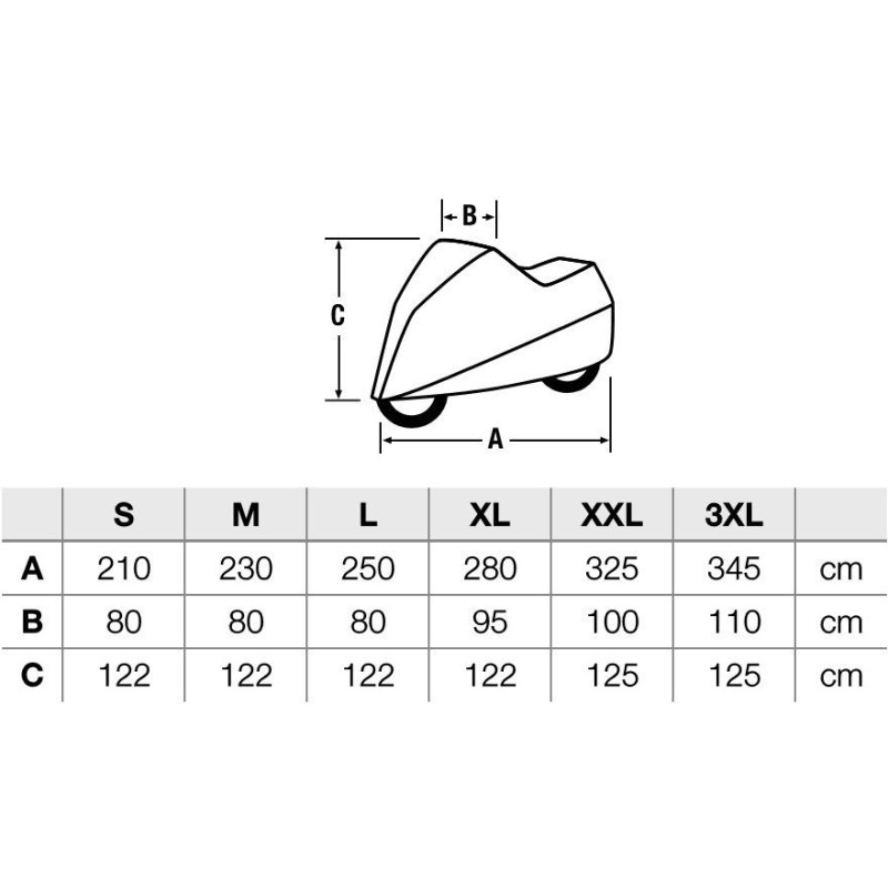 Housse pour moto HELD Professional étanche dimensions