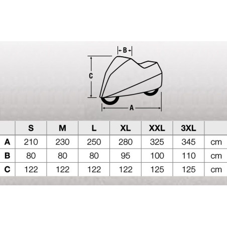 Housse pour moto HELD Advanced étanche dimensions