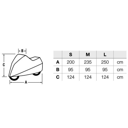 Housse pour moto HELD Light déperlante dimensions