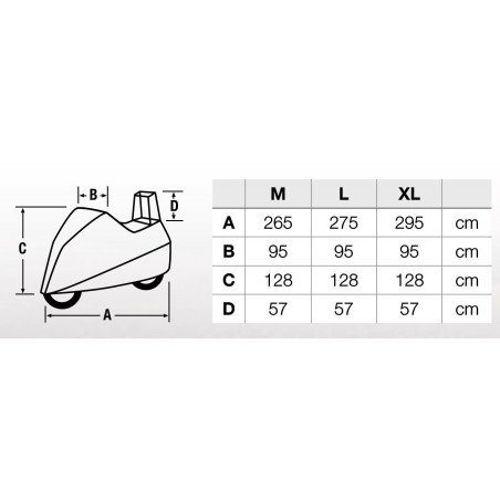 Housse pour moto HELD Cruiser Evo étanche dimensions