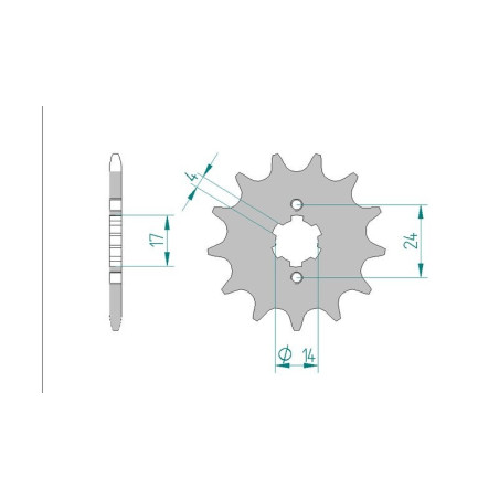 Kit chaine AFAM acier DERBI SENDA 50 SM DRD RACING pas 420 2002 à 2005
