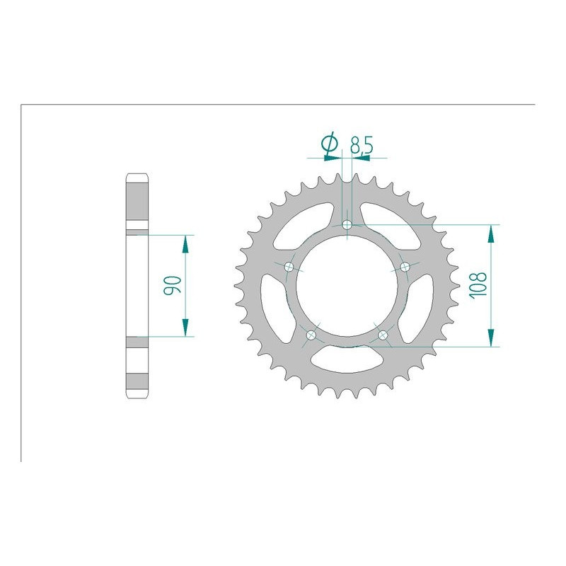 Kit chaine AFAM acier DUCATI 600 PANTAH pas 530 1982 à 1982