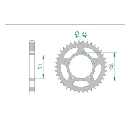 Kit chaine AFAM acier DUCATI 600 PANTAH pas 530 1982 à 1982