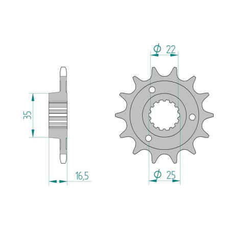 Kit chaine AFAM acier DUCATI 1000 MONSTER S2R pas 525 2006 à 2008