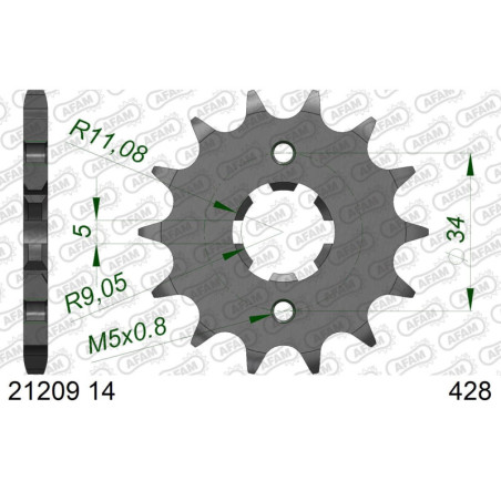 Kit Chaine DC YAMAHA YS 125 2016 2019 pignon