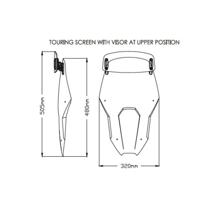Bulle Touring avec visière PUIG pour Honda CRF1100 L Africa Twin dimensions position haute