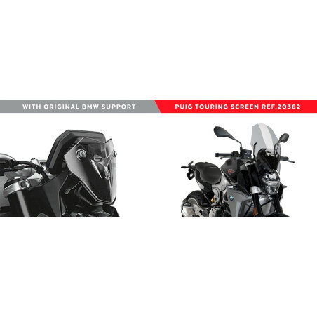 Saute vent Naked new generation touring BMW F900R 2020 pour support origine comparatif monté