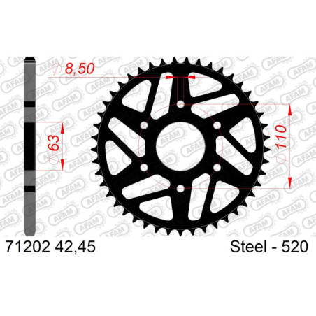 Kit chaine AFAM acier KTM 125 DUKE 125 4T 2014 à 2019 couronne