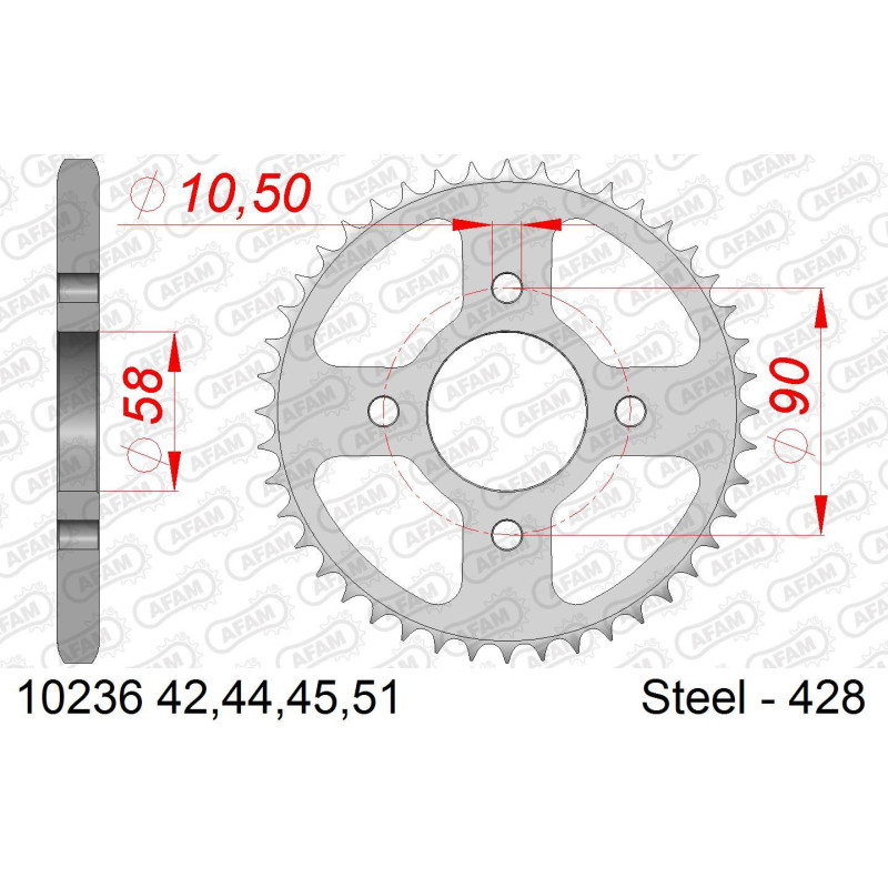 Kit chaine AFAM acier HONDA CBR 125 R B,C,D pas 428 2011 à 2016