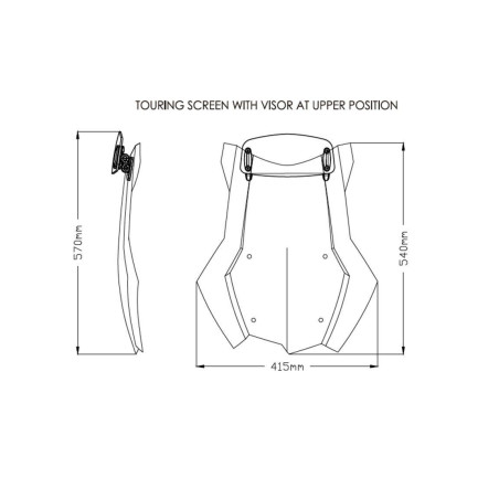 Bulle Touring avec visière PUIG pour BMW F850 GS Adventure dimensions