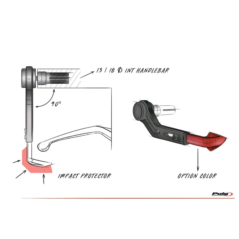 Protection de levier d'embrayage Puig Universel dimensions