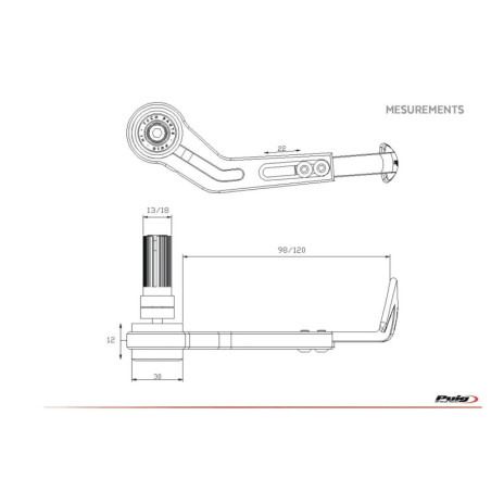 Protection de levier d'embrayage Puig Universel dimensions 2