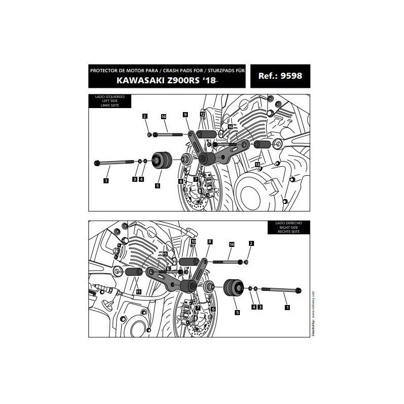Protection moteur PUIG VINTAGE pour KAWASAKI Z900 RS 2018 2019 eclaté