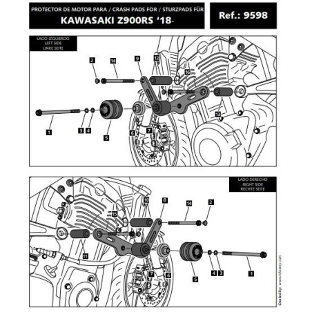 Protection moteur PUIG VINTAGE pour KAWASAKI Z900 RS 2018 2019 eclaté