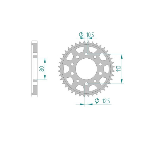 Kit chaine AFAM acier HONDA FT 500 C PC07 pas 530 1982 à 1984