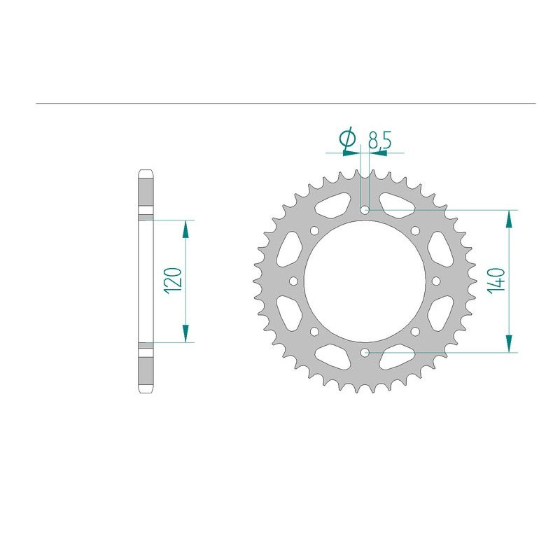 Kit chaine AFAM acier KAWASAKI KLR 650 C1-C8 pas 520 1995 à 2002