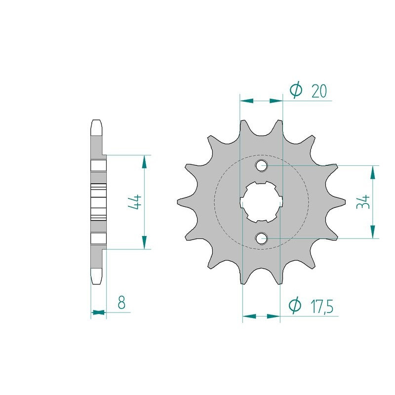 Kit chaine AFAM acier KYMCO MX 50 ER pas 520 2002 à 2004