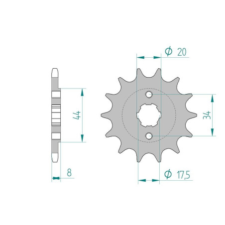 Kit chaine AFAM acier KYMCO MXU 50 REVERSE pas 520 2007 à 2013