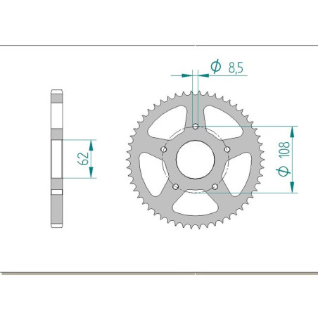 Kit chaine AFAM acier MH RX 125 R pas 428 2009 à 2010