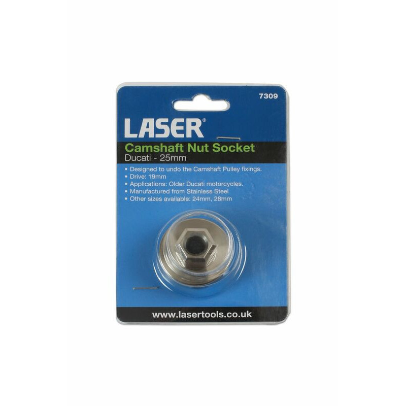 Douille à créneau LASER TOOLS écrou d'arbre à cames Ducati 25mm