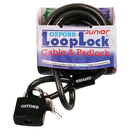Cable antivol OXFORD Looplock - 2m x 15mm fumé