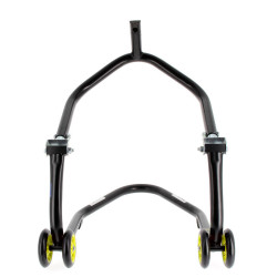 Béquille avant sous té BIHR Home Track noir mat roues jaune 2